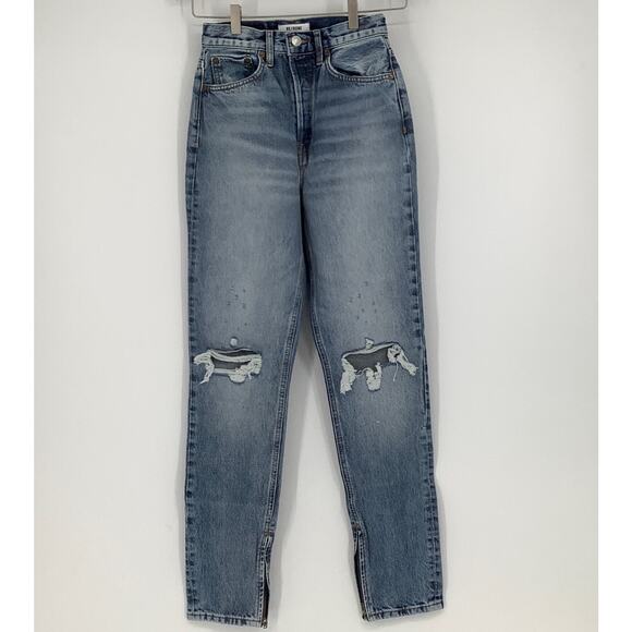 NEW! RE/DONE Super High Drainpipe Size 25 Destroy Wrecking Blue $325 msrp G17-14 - Picture 2 of 9